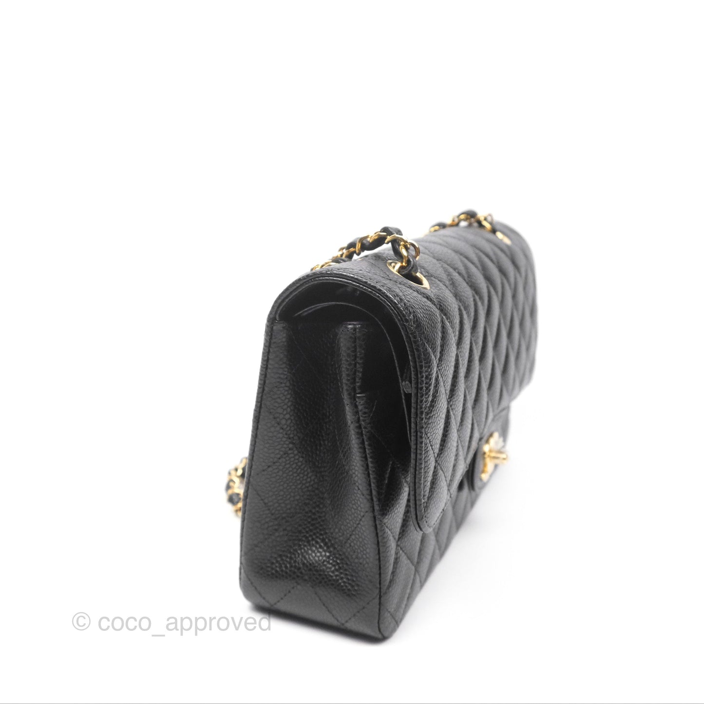 Chanel Classic M/L Medium Flap Quilted Black Caviar Gold Hardware