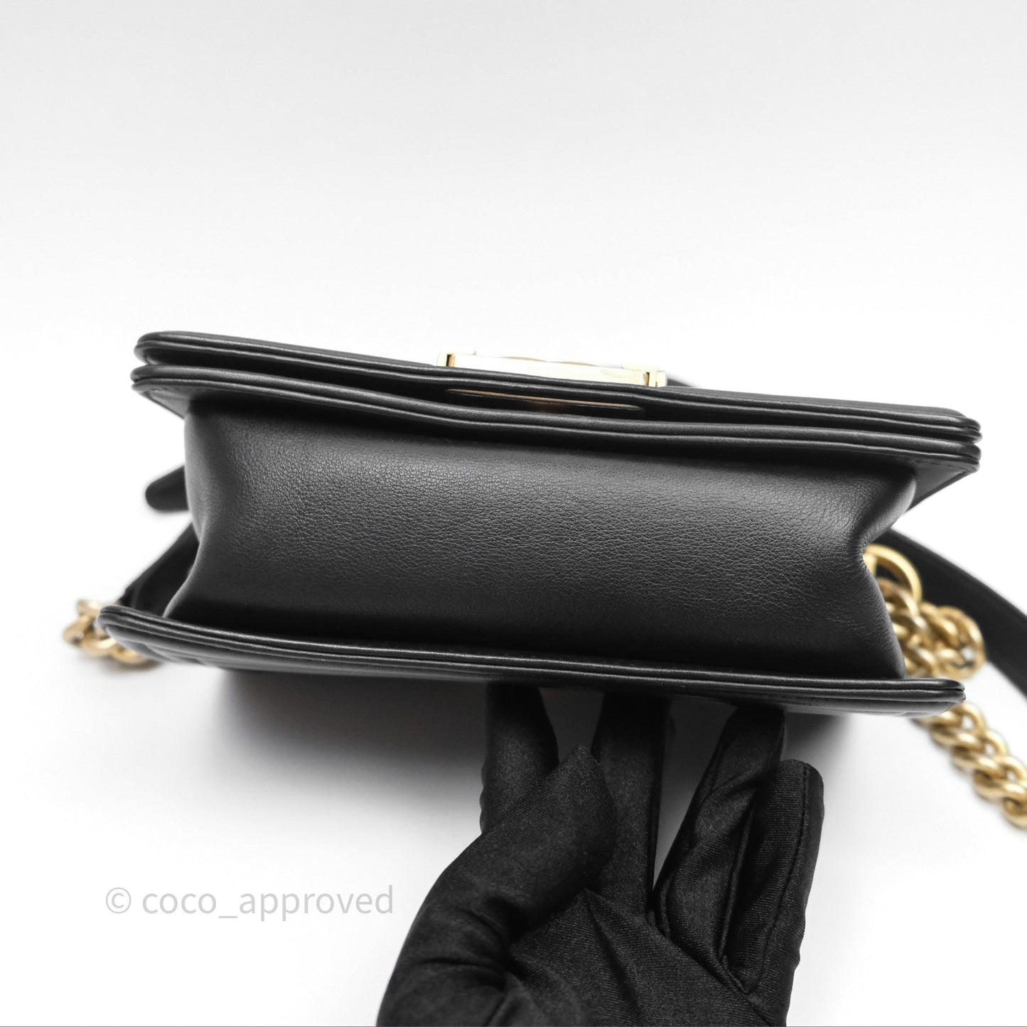 Chanel Small Boy Black Calfskin Aged Gold Hardware
