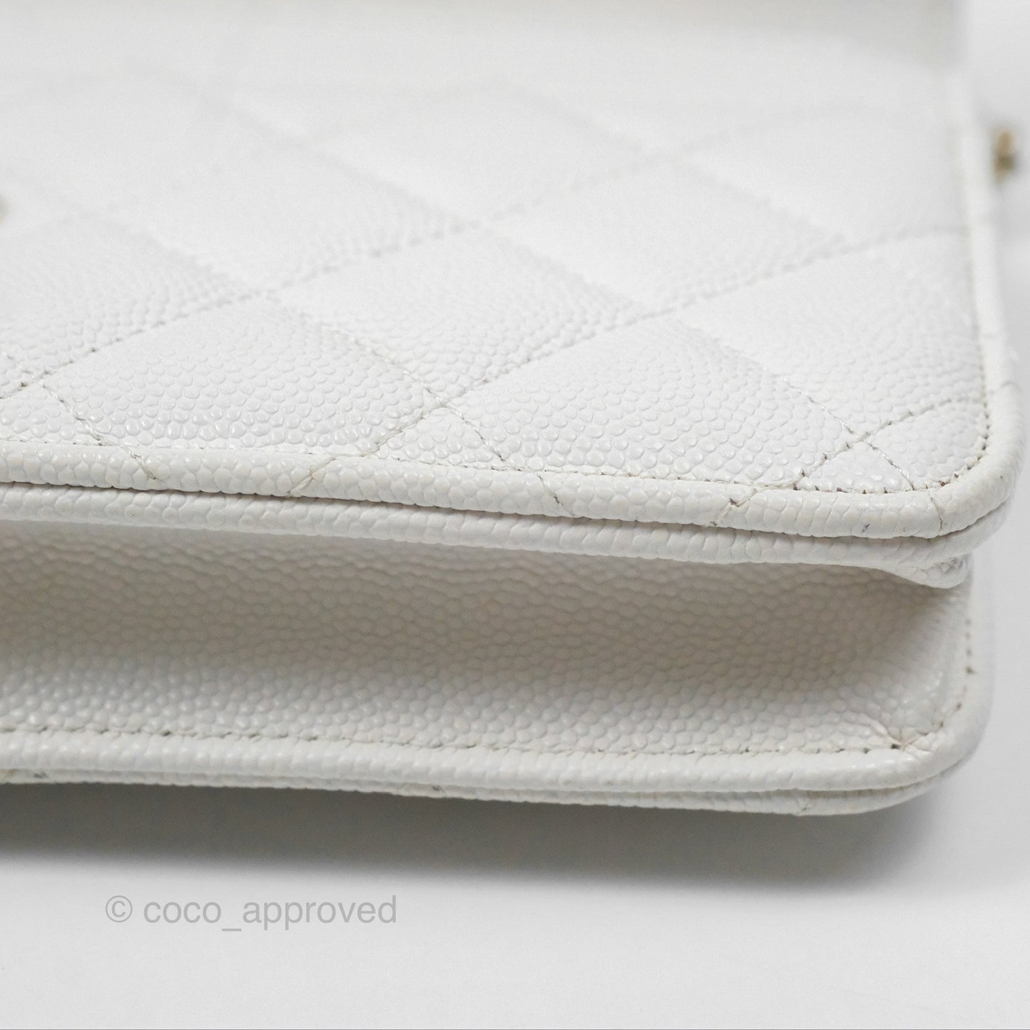 Chanel Quilted Classic Wallet on Chain WOC White Caviar Gold Hardware
