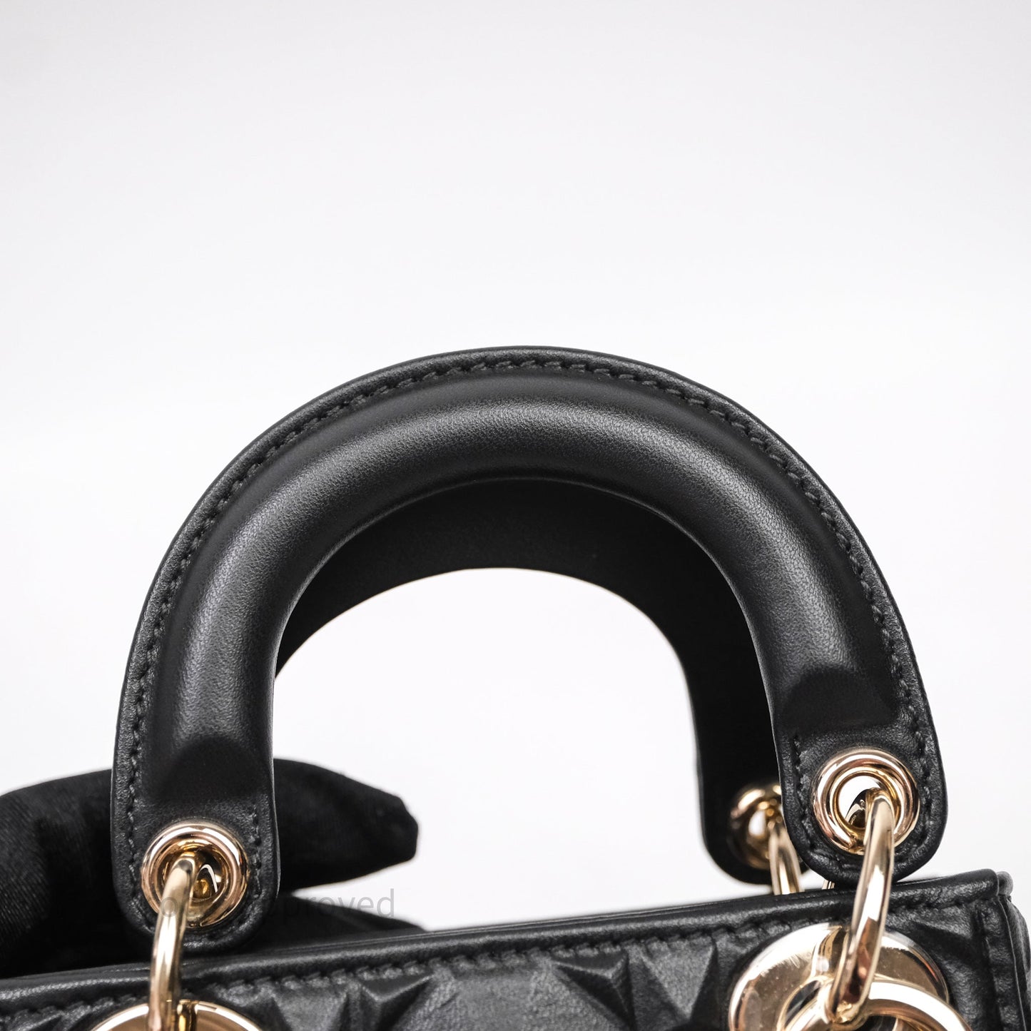 Dior Mirco Lady Dior Black Cannage Calfskin with Diamond Motif Gold Hardware