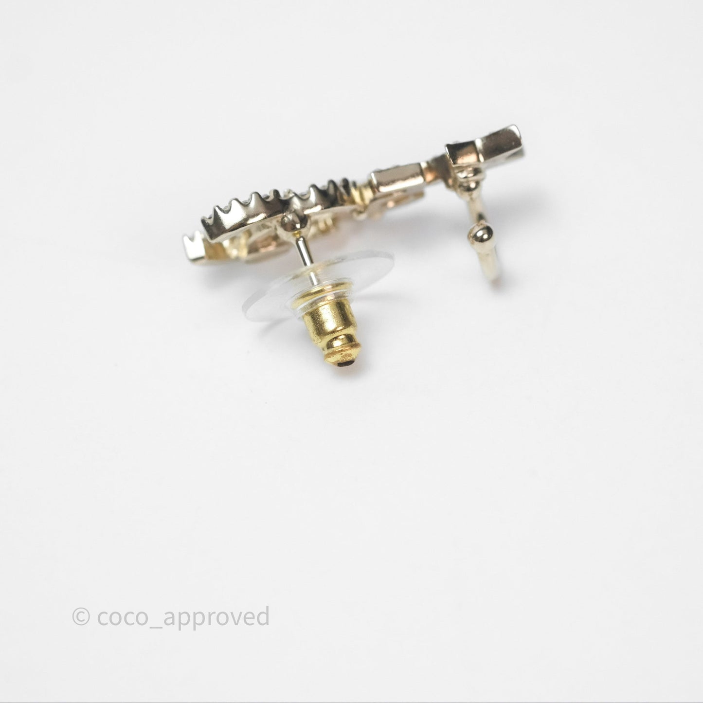 Chanel Crystal CC Star No5 Earrings Ear Clip Gold Tone 22S