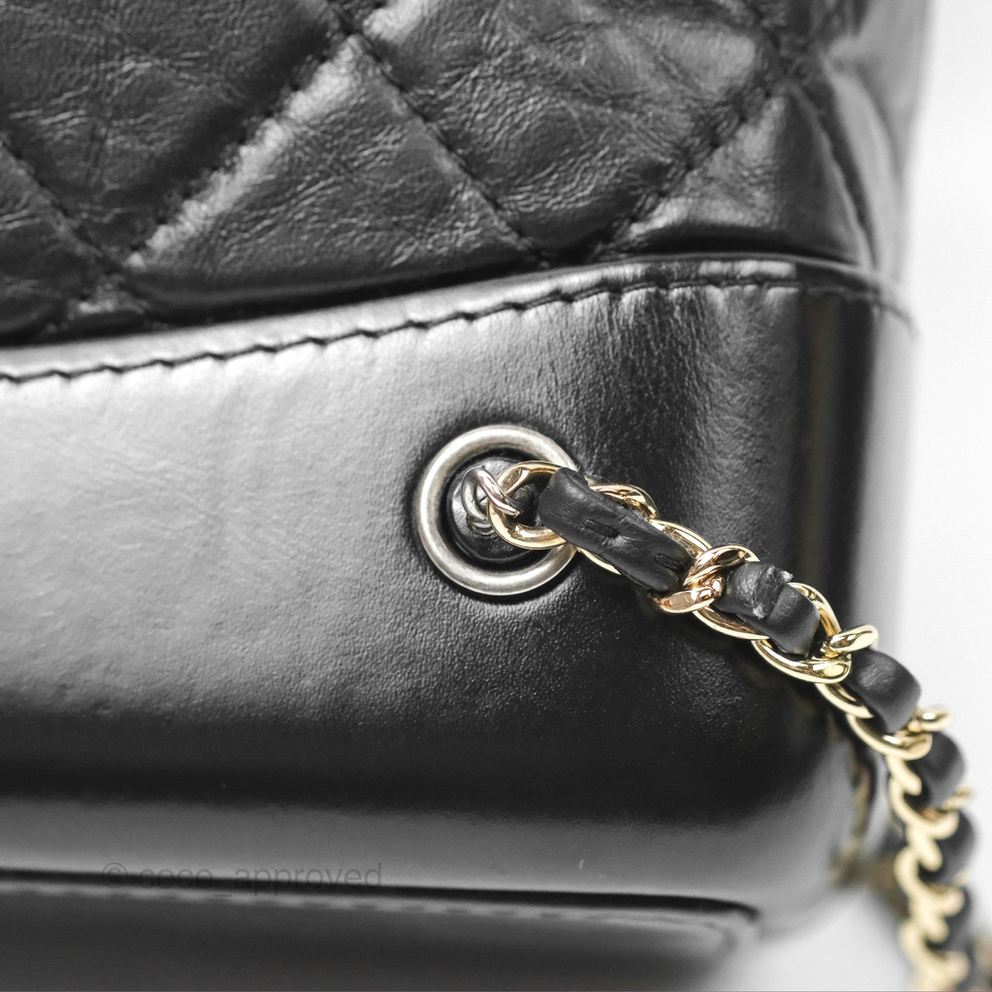 Chanel Small Gabrielle Backpack Quilted Black Aged Calfskin