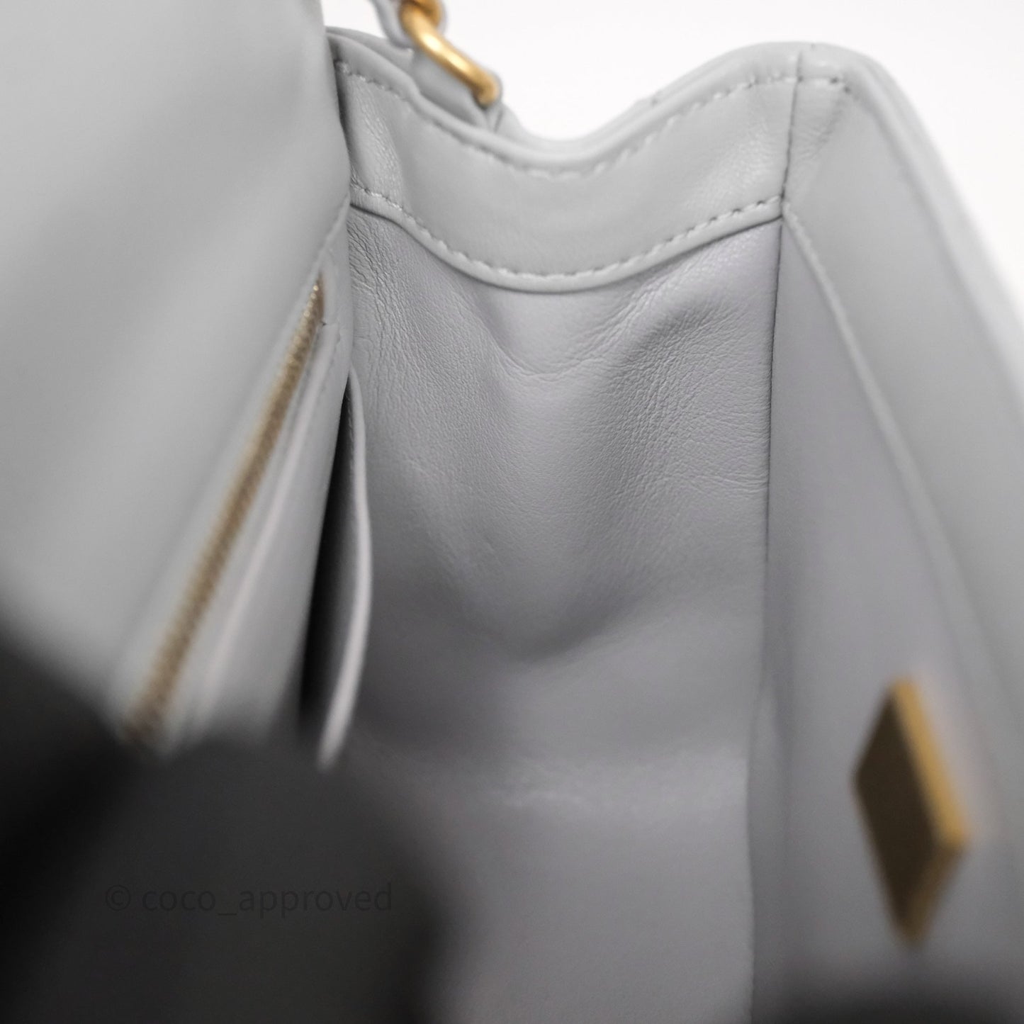Chanel Pearl Crush Mini Square Quilted Grey Lambskin Aged Gold Hardware
