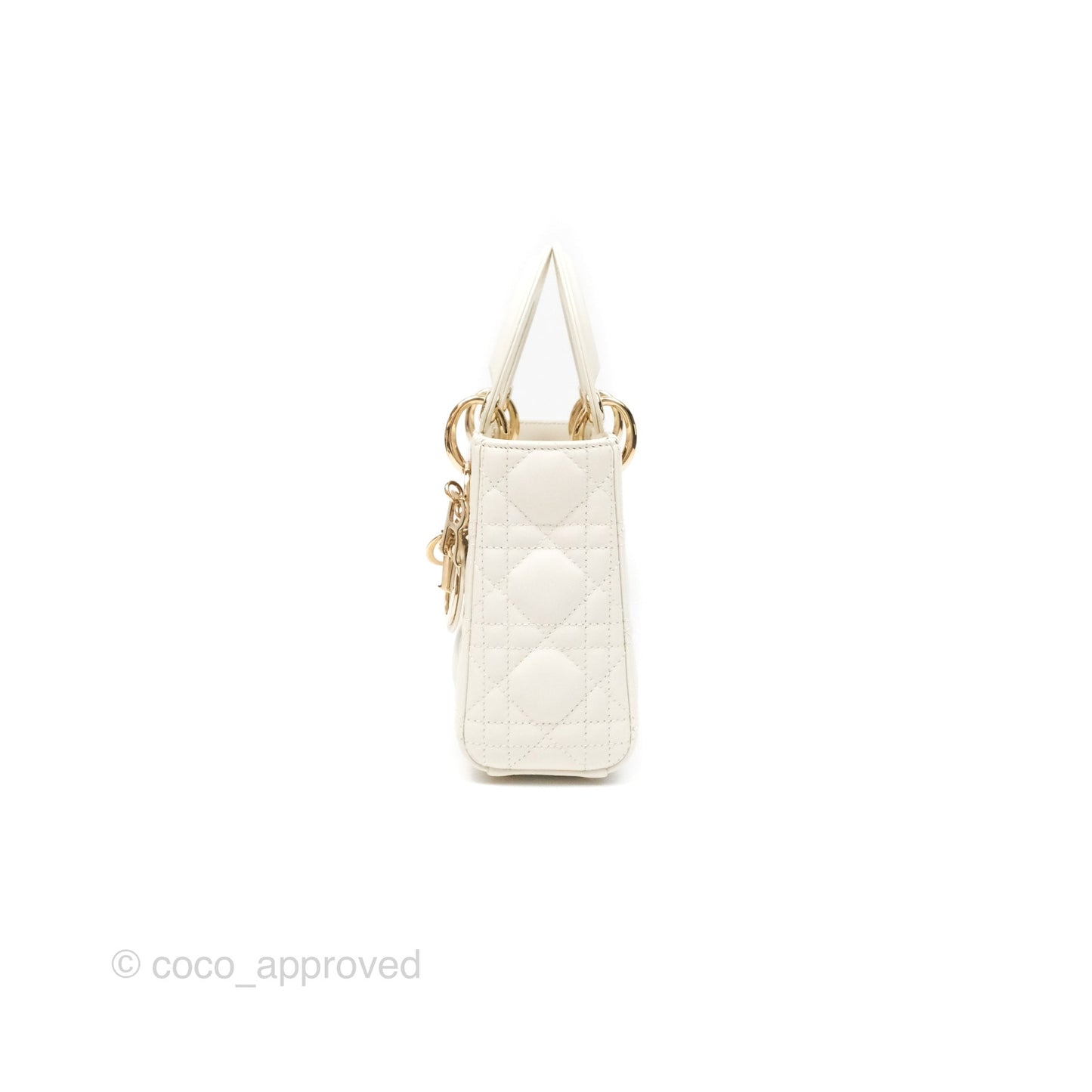 Christian Dior Mini Lady Dior Latte Cannage Lambskin Gold Hardware
