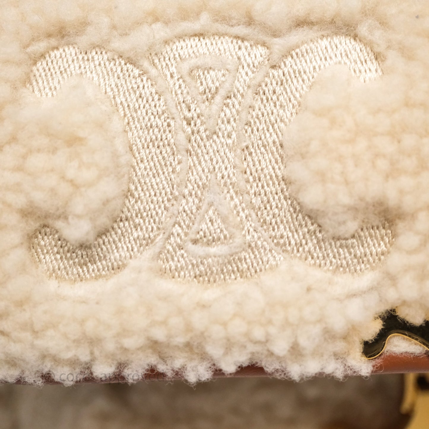Celine Triomphe Shoulder Bag Beige Shearling