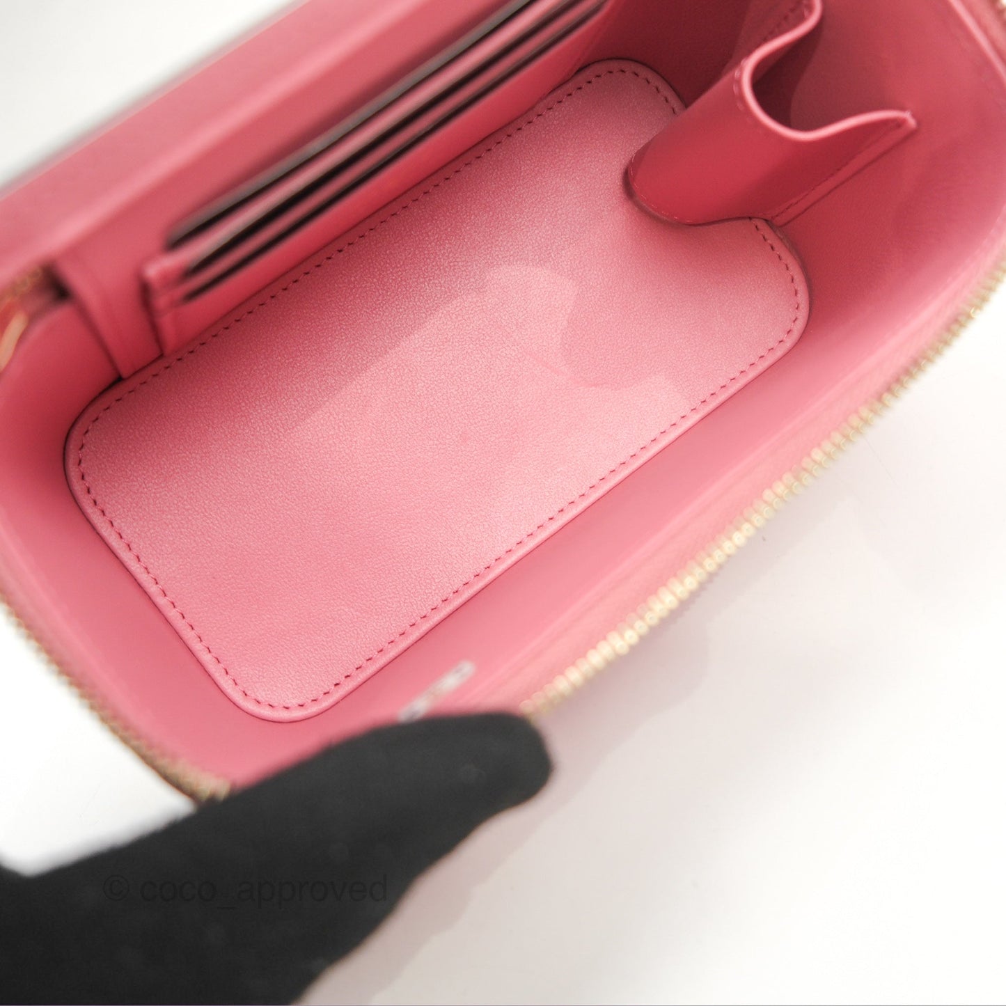 Chanel Vanity Rectangular Top Handle Pink Lambskin Gold Hardware