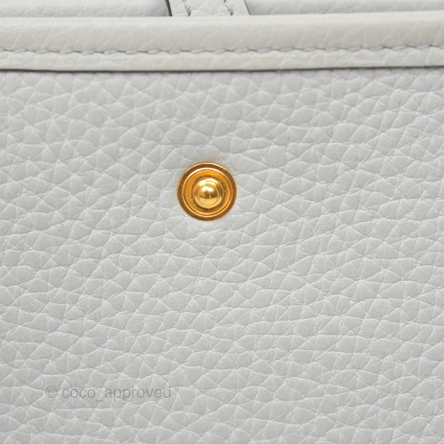 Hermès Mini Evelyne 16 Bleu Pale 08 Clemence/ Gris Etain 8F Gold Hardware