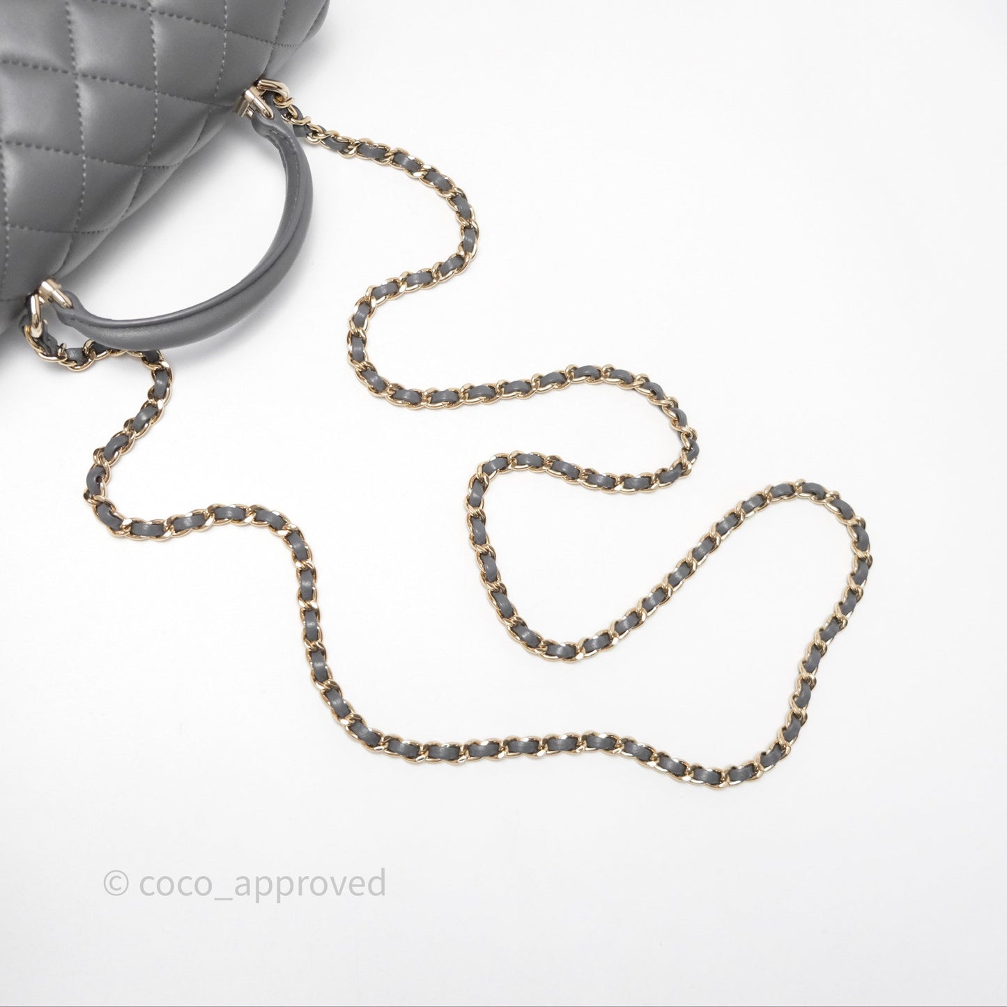 Chanel Top Handle Mini Rectangular Flap Grey Lambskin Gold Hardware