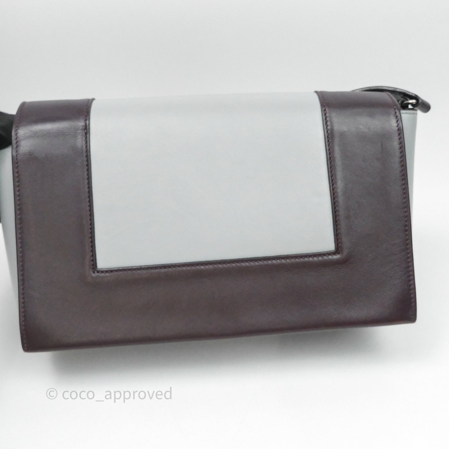 Celine Medium Frame Bag Burgundy / Pearl Blue Calfskin Silver Hardware