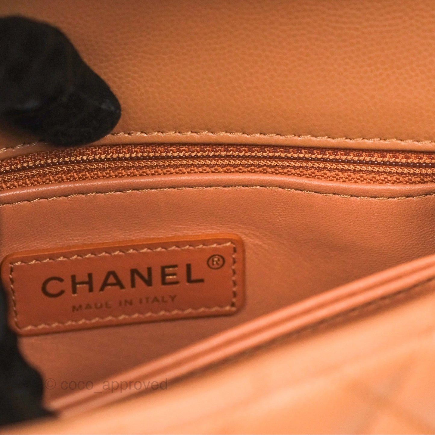 Chanel Small Coco Handle Quilted Dark Beige Caviar Gold Hardware