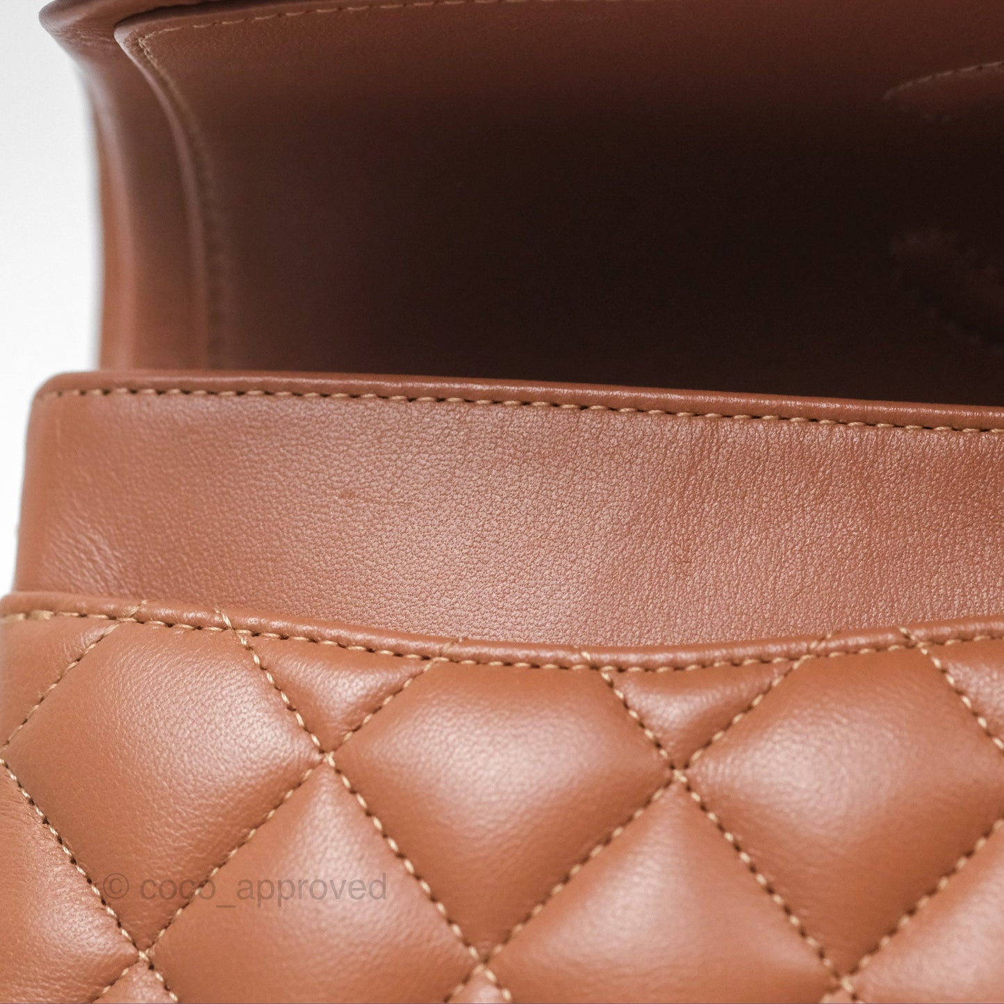 Chanel Small Classic Quilted Flap Dark Beige Caramel Lambskin Gold Hardware