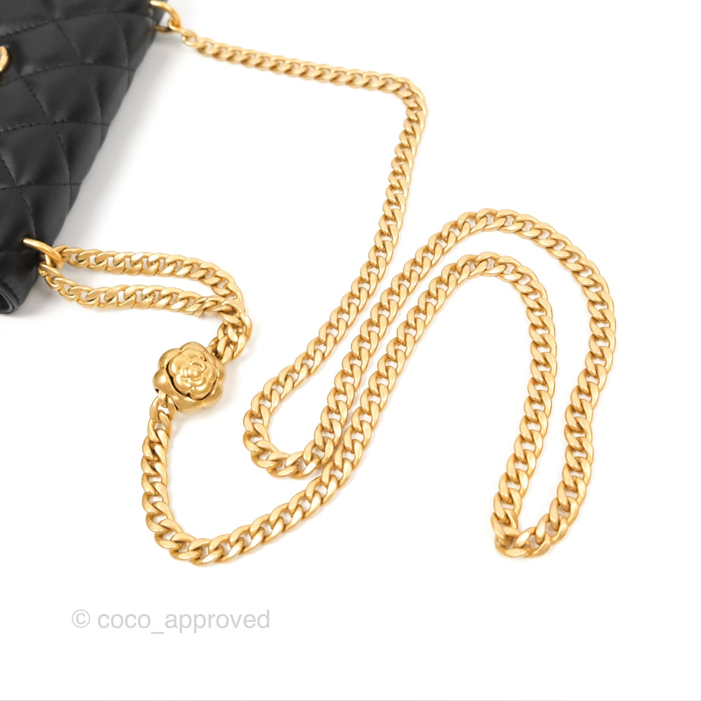 Chanel Mini WOC Phone Holder with Camellia Adjustable Chain Black Lambskin