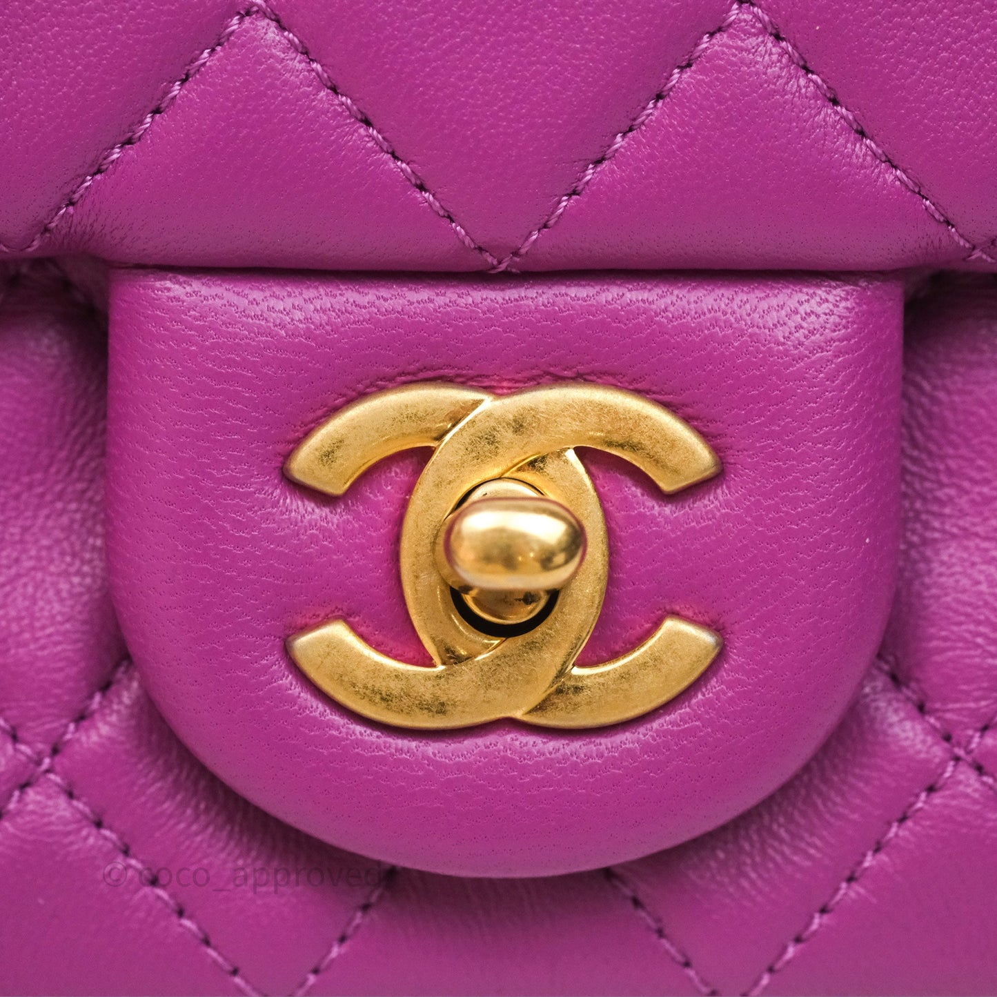 Chanel Mini Rectangular Pearl Crush Quilted Purple Lambskin Aged Gold Hardware