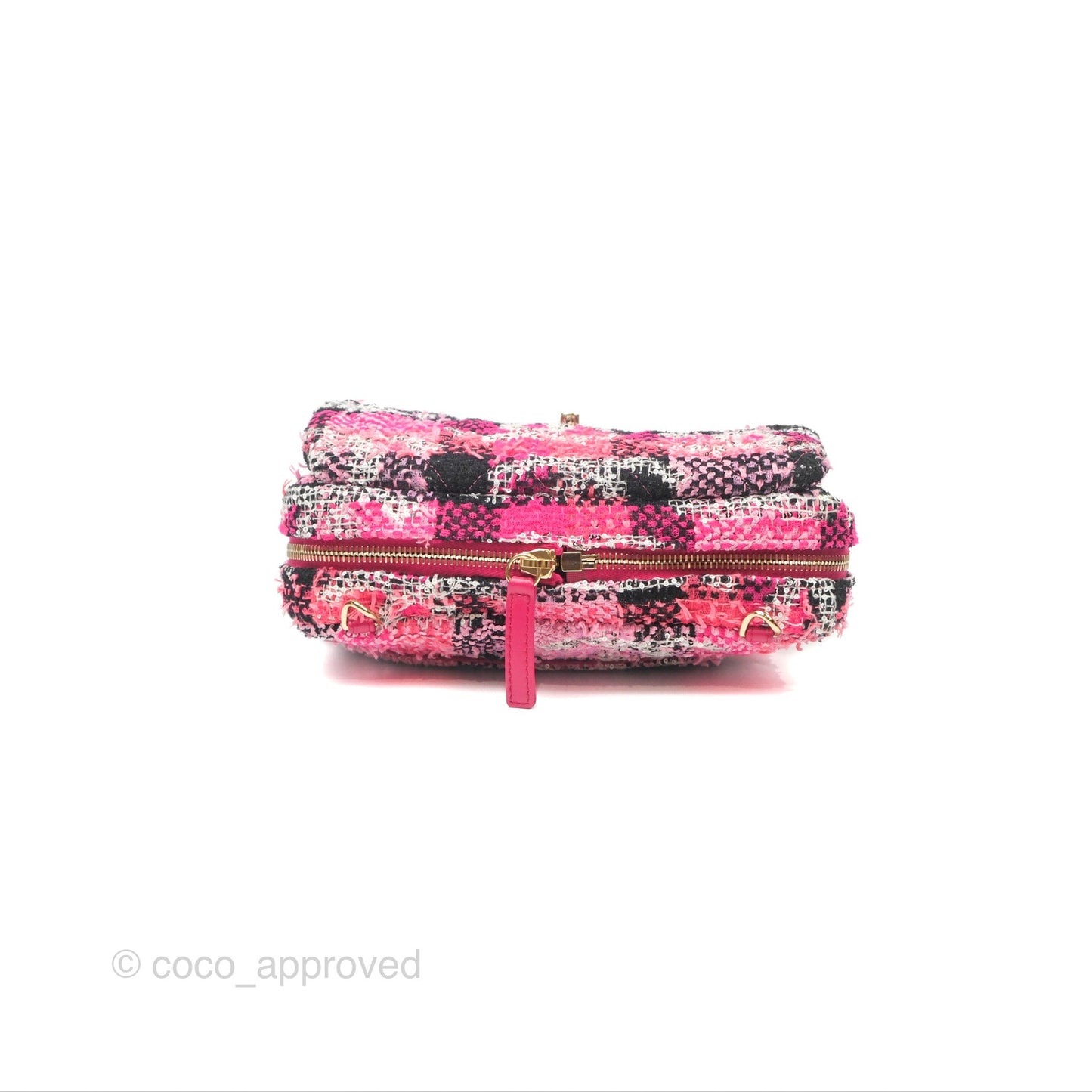 Chanel Coco Beach 2way Crossbody Bag / Foldable Tote Pink Black Grid Tweed