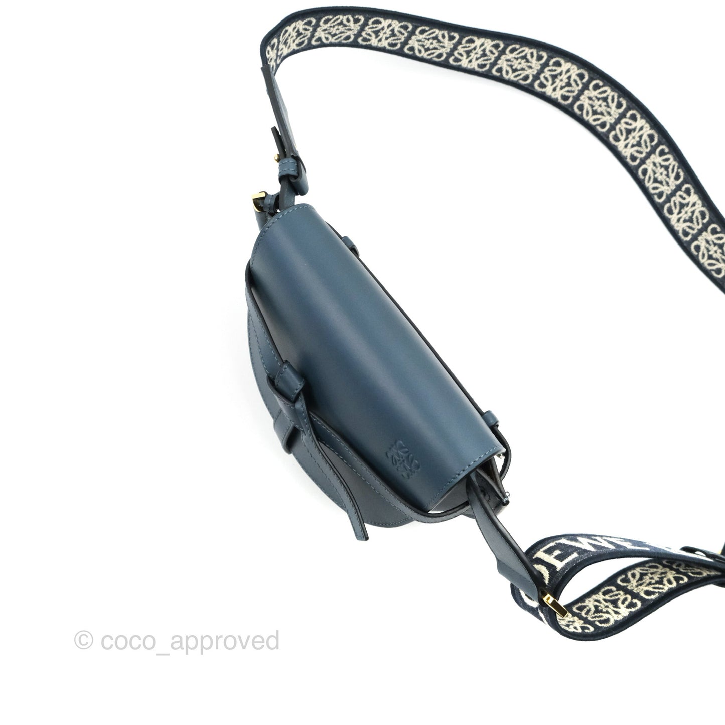 Loewe Mini Gate Dual bag Onyx Blue Soft Calfskin Jacquard Strap