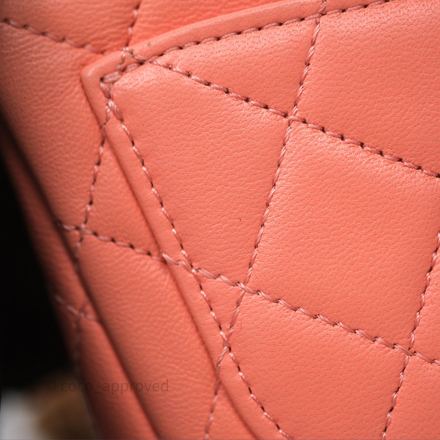 Chanel Pearl Crush Mini Square Quilted Peachy Pink Lambskin Aged Gold Hardware