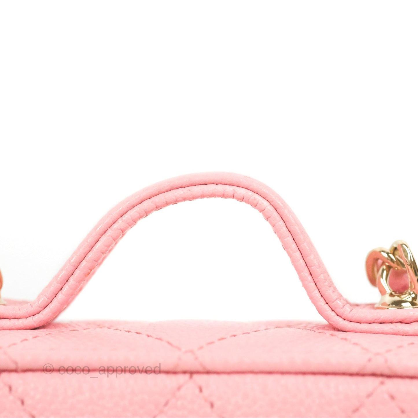 Chanel Quilted Small Handle With Care Vanity Case With Chain Pink Caviar Gold Hardware