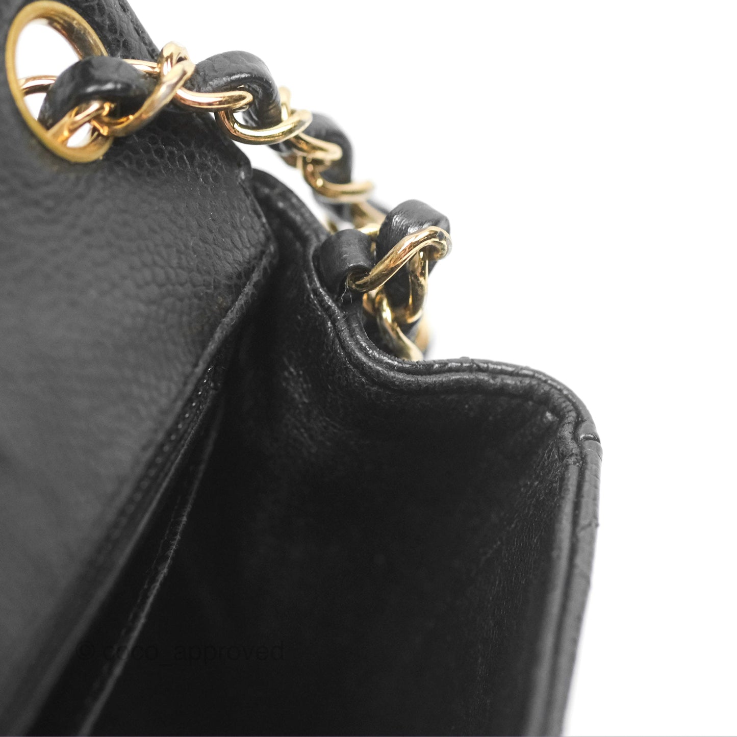 Chanel Vintage Mini Square Quilted Black Caviar Gold Hardware