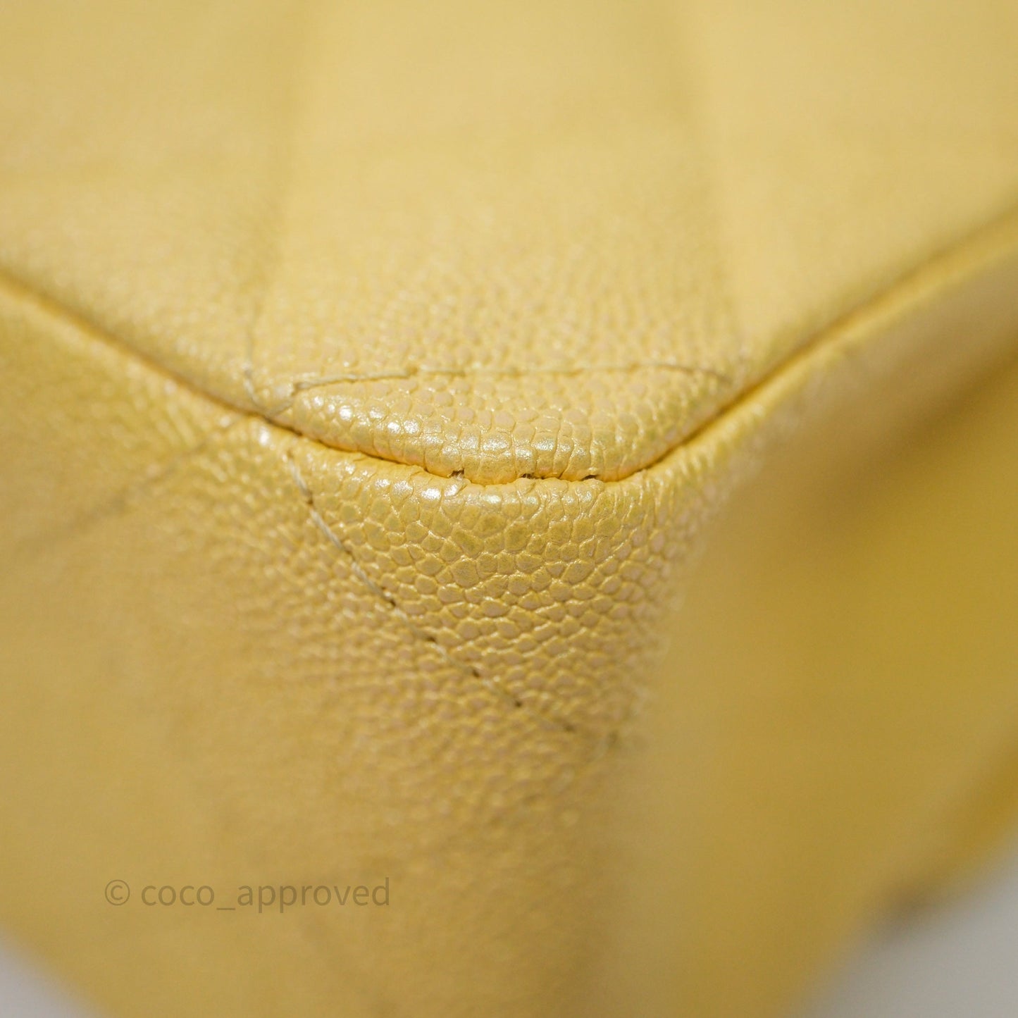 Chanel Classic M/L Medium Flap Quilted Iridescent Yellow Caviar Gold Hardware