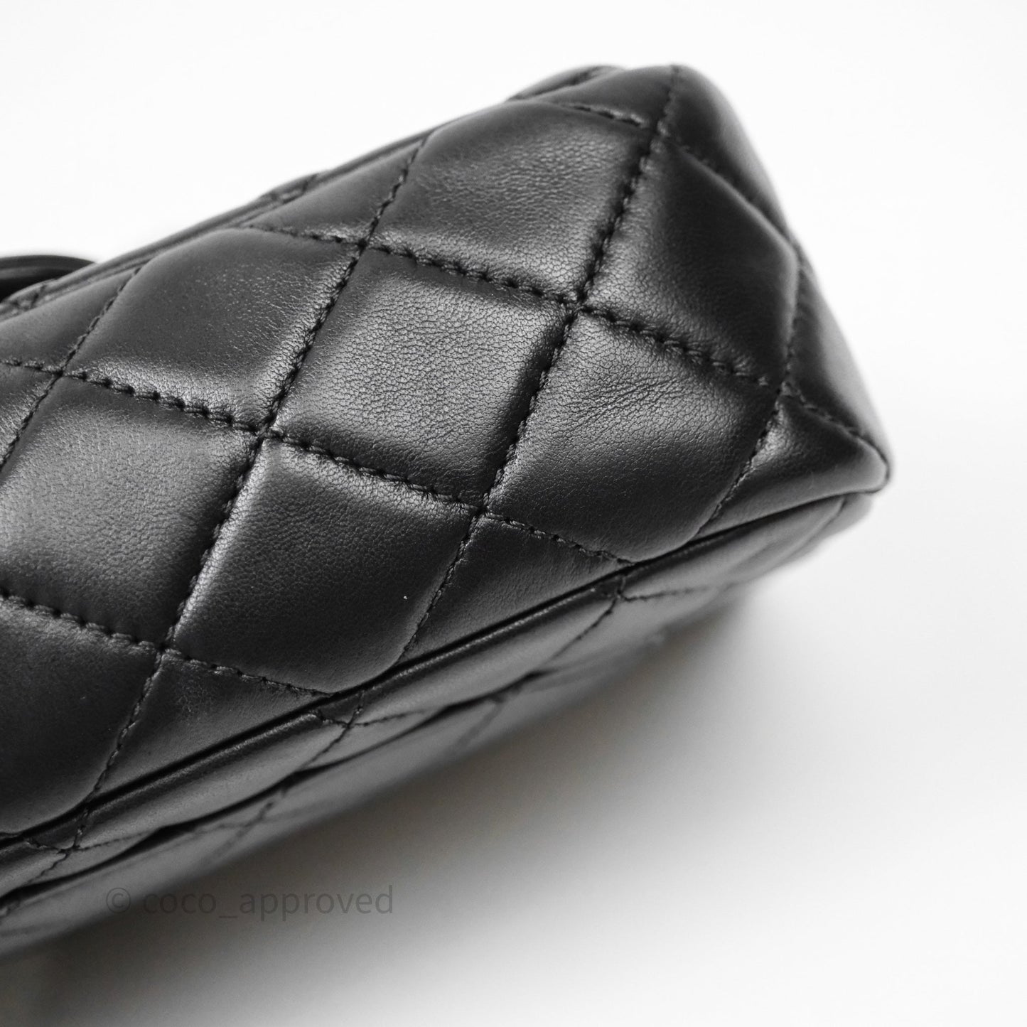 Chanel Mini Rectangular Pearl Crush Quilted Black Lambskin Aged Gold Hardware