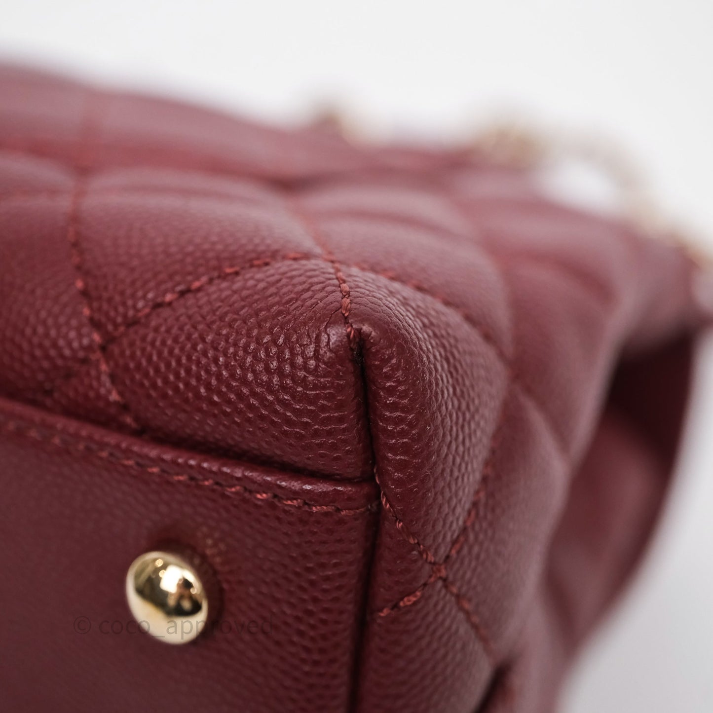 Chanel Small Coco Handle Quilted Red Burgundy Caviar Gold Hardware