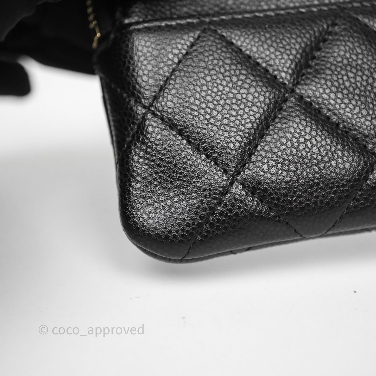 Chanel Quilted Classic Zip Card Holder Wallet Black Caviar Gold Hardware
