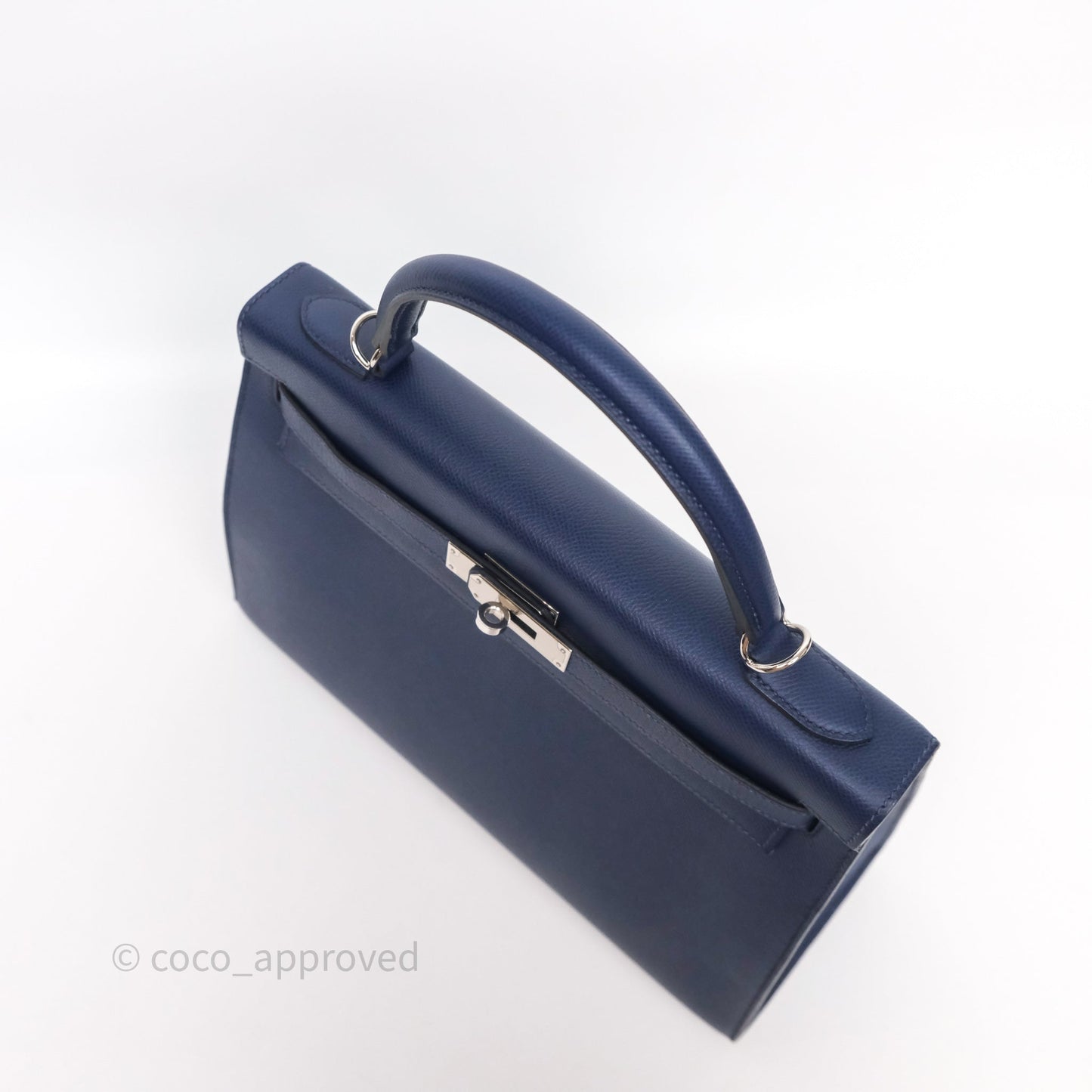 Hermes Kelly 32 Bleu Saphir 73 Epsom Palladium Hardware