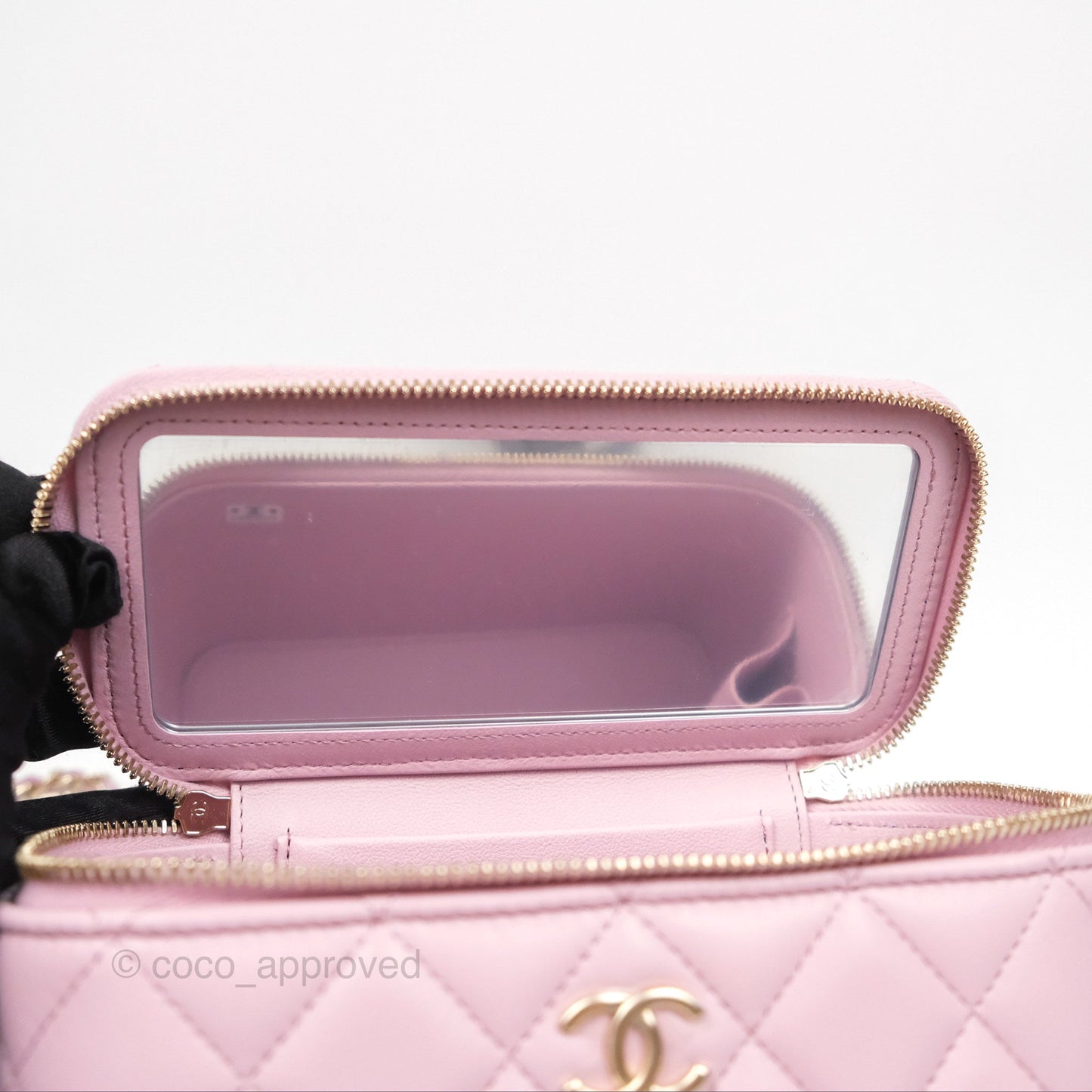 Chanel Vanity Rectangular Top Handle Lilac Pink Lambskin Gold Hardware