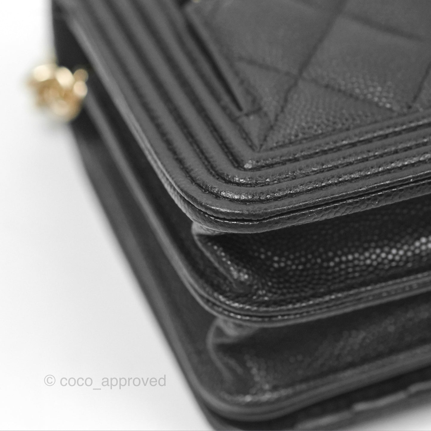 Chanel Mini Boy Quilted Wallet on Chain WOC Black Caviar Gold Hardware