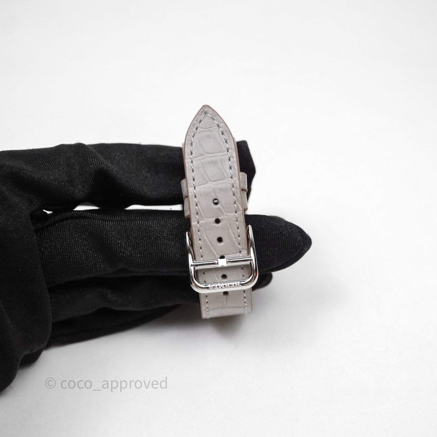Hermès Heure H Watch Diamond Grey Alligator Palladium Hardware