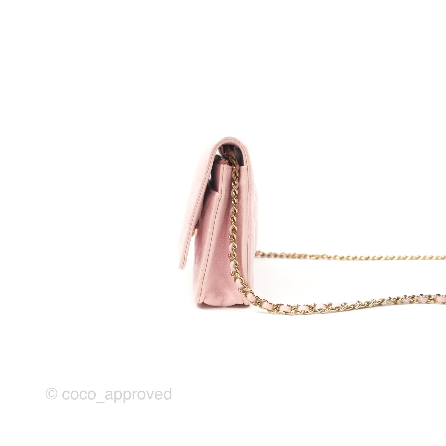 Chanel Quilted Classic Wallet on Chain WOC Pink Caviar Gold Hardware