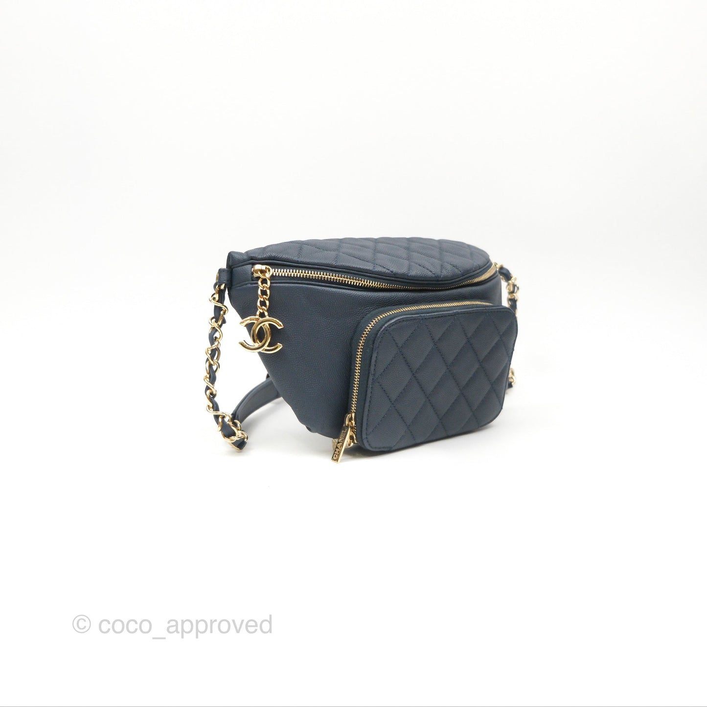 Chanel Business Affinity Waist Belt Bag Navy Caviar Gold Hardware