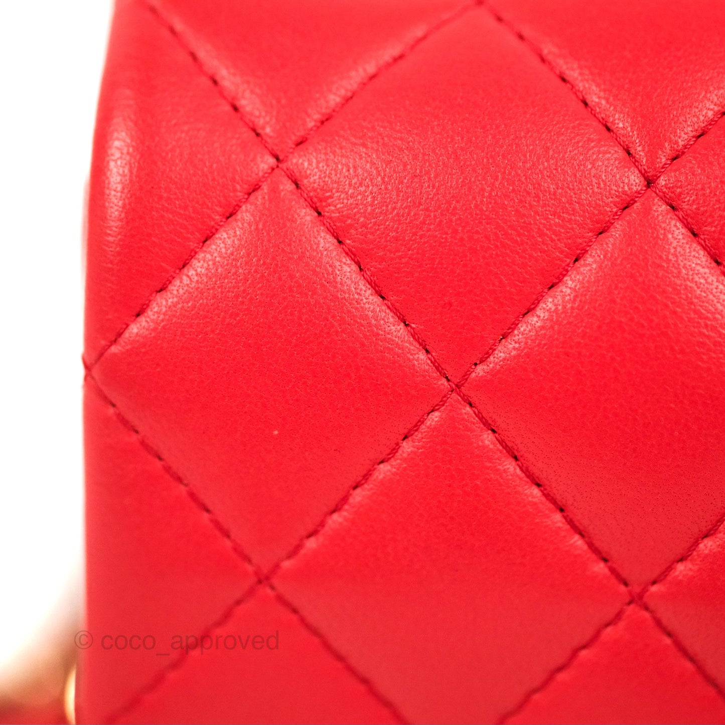 Chanel Quilted Mini Rectangular Flap Red Lambskin Gold Hardware