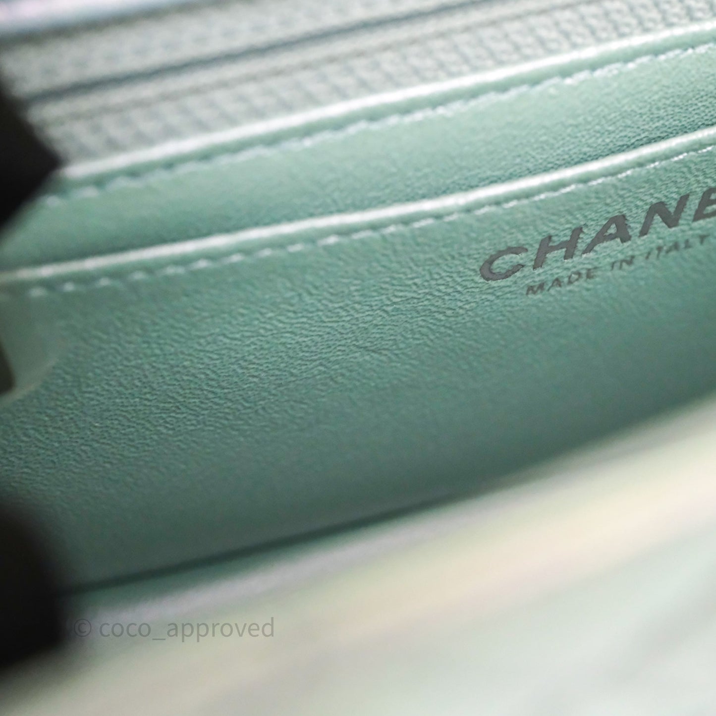 Chanel Mini Rectangular Bag Quilted Iridescent Icy Blue Silver Hardware