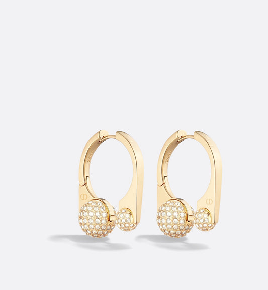 Medium Luxury Dior Tribales New Look Earrings Gold Finish Metal And Silver-Tone Crystals