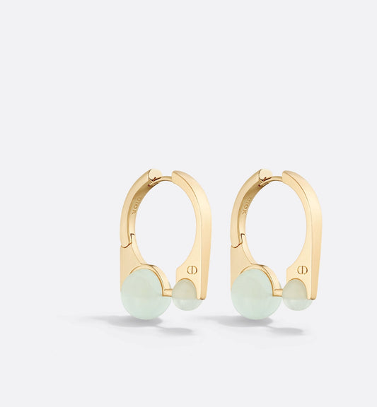 Medium Luxury Dior Tribales New Look Earrings Gold Finish Metal And Pastel Mint Resin Pearls