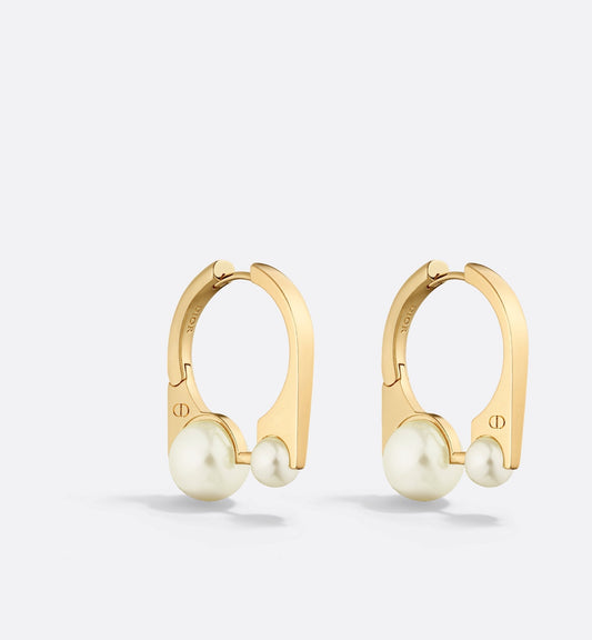 Medium Luxury Dior Tribales New Look Earrings Gold Finish Metal And White Resin Pearls