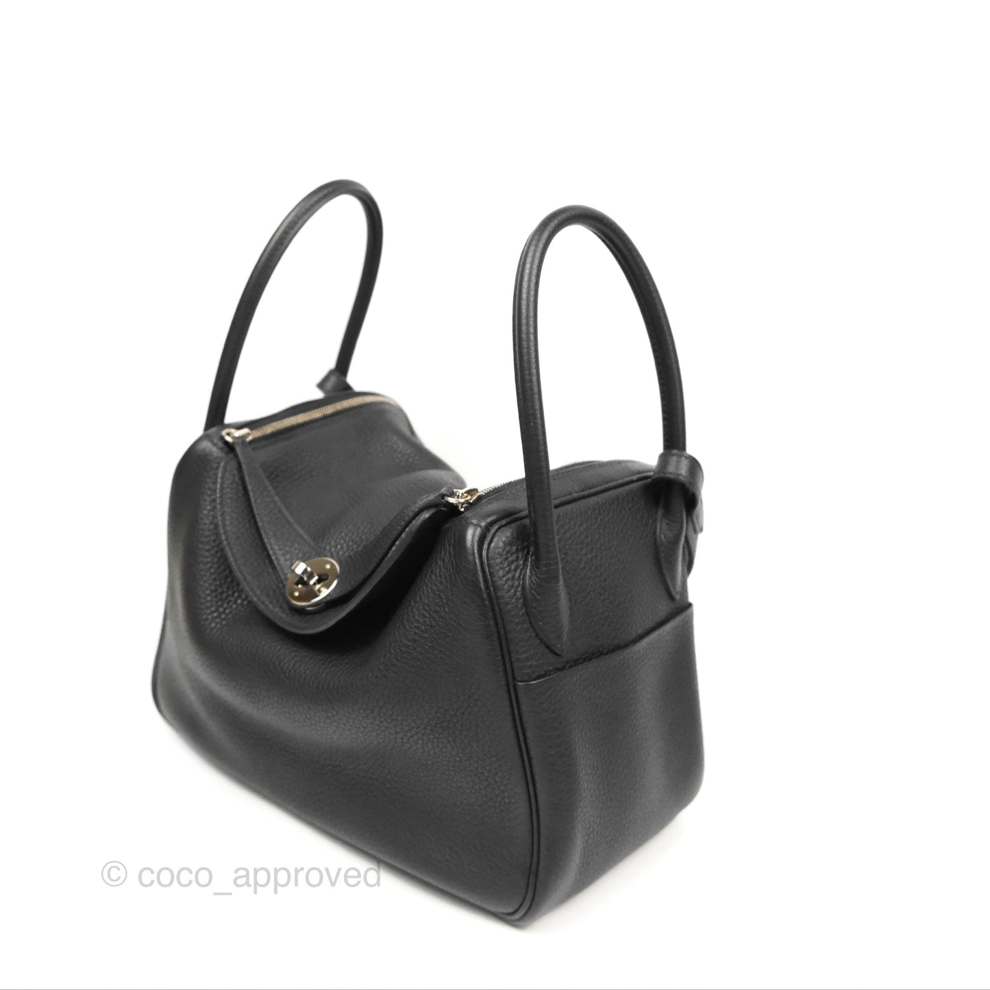 Hermès Lindy 26 Black Clemence Silver Hardware