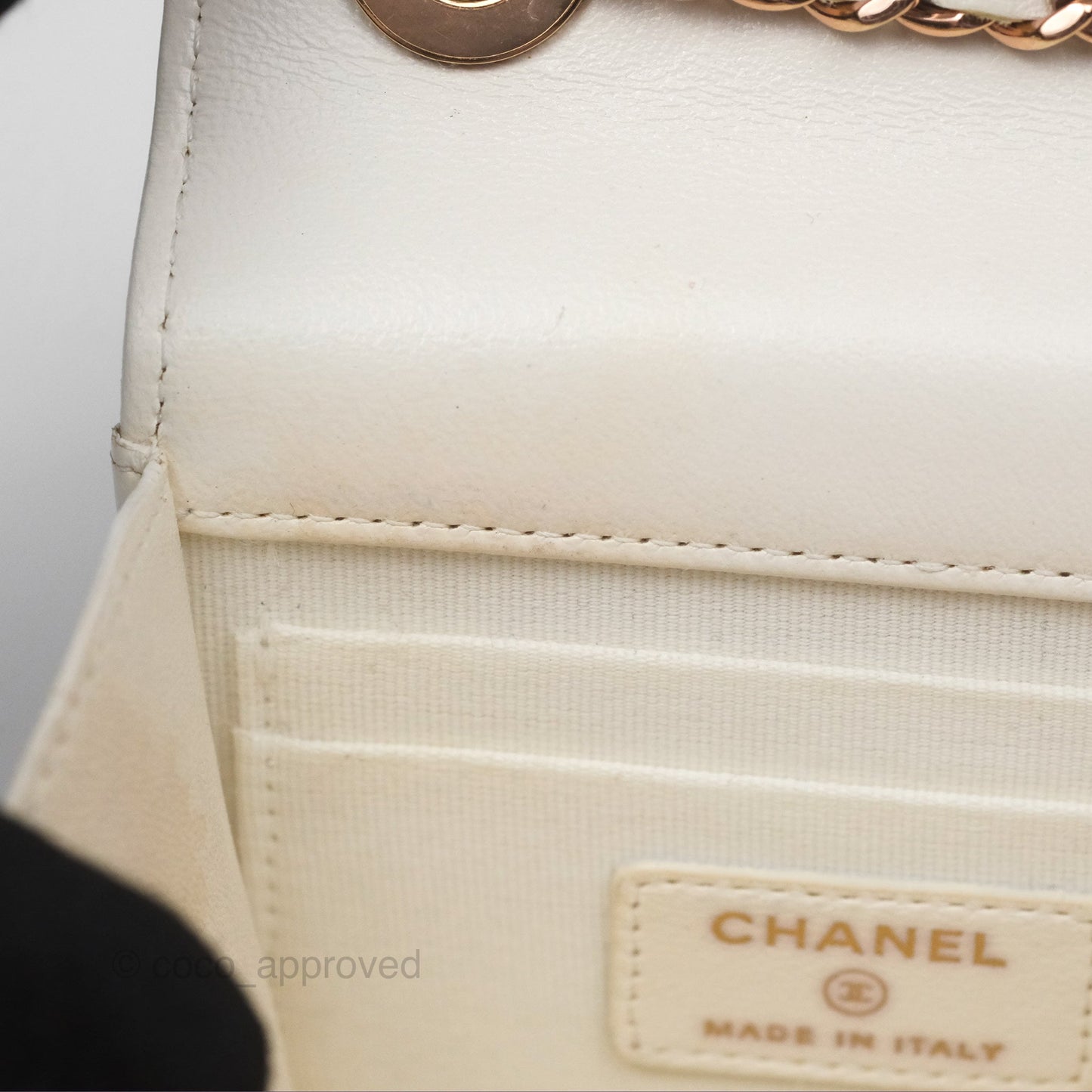 Chanel Mini Quilted Trendy CC Clutch With Chain White Lambskin Rose Gold Hardware