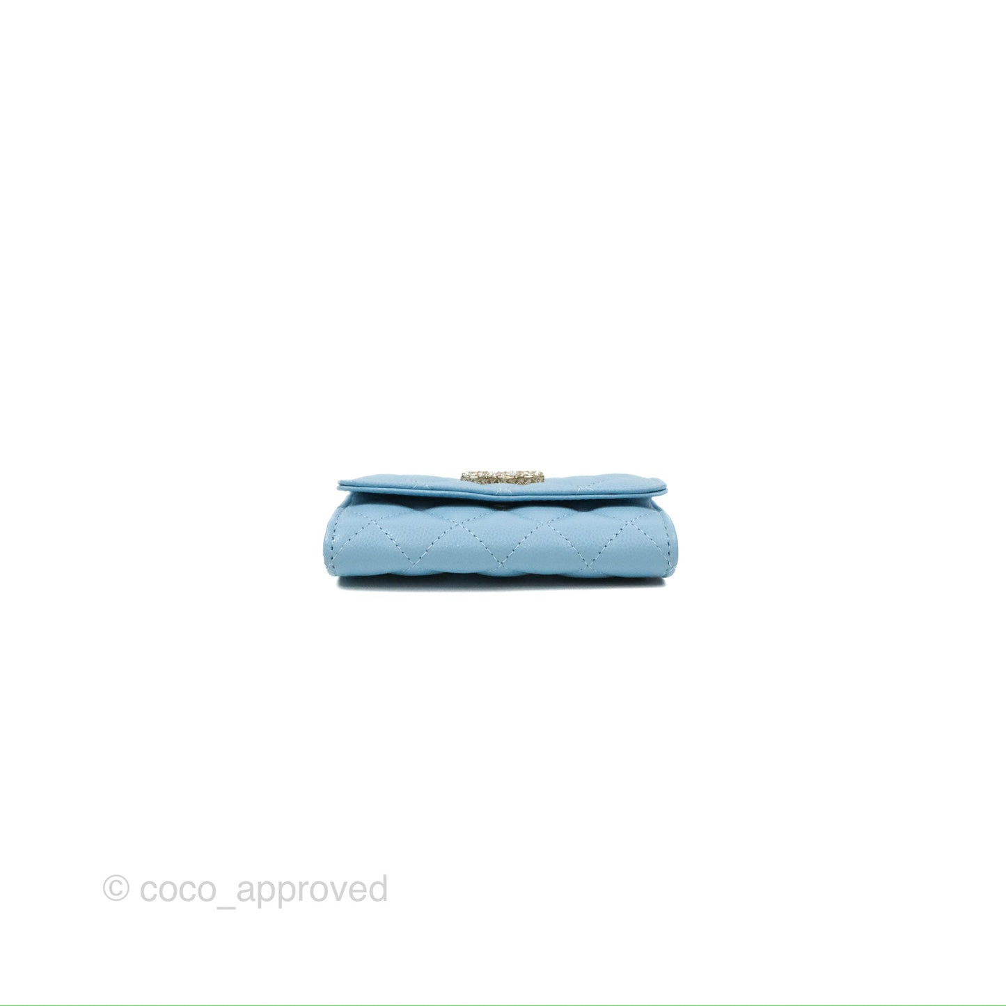 Chanel Crystal CC Quilted Flap Card Holder Blue Caviar