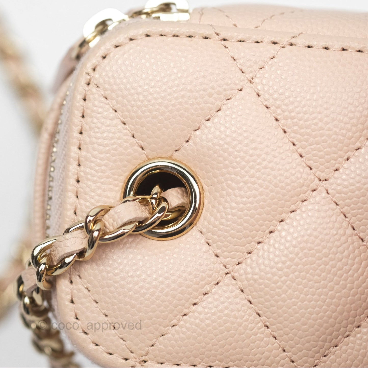Chanel Mini Vanity With Chain Beige Pink Caviar Gold Hardware