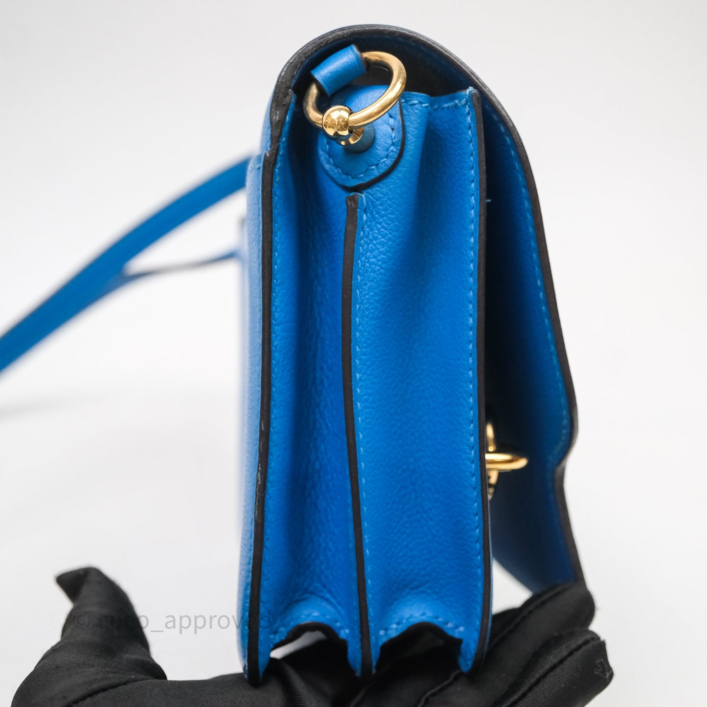 Hermès Roulis Mini 18 Bleu Zanzibar B3 Evercolor Gold Hardware