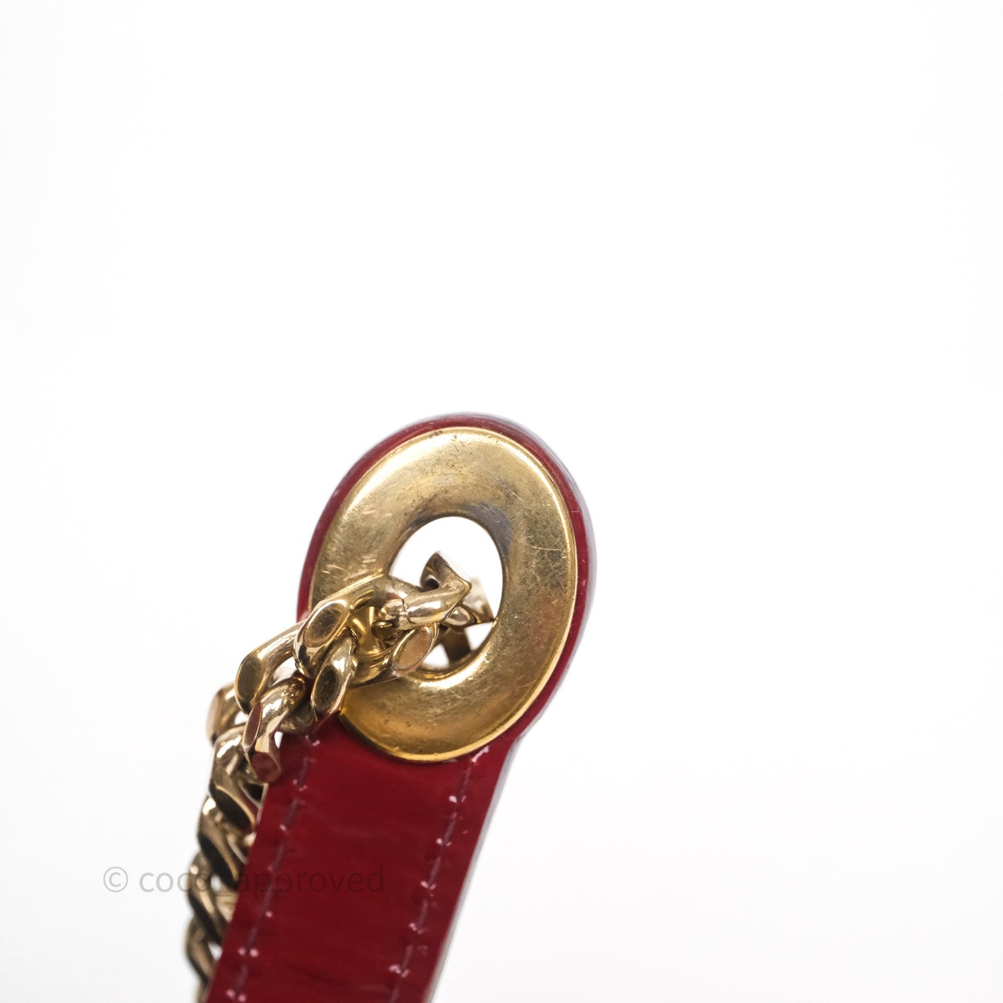 Christian Dior Mini Lady Dior Bag Red Patent Gold Hardware