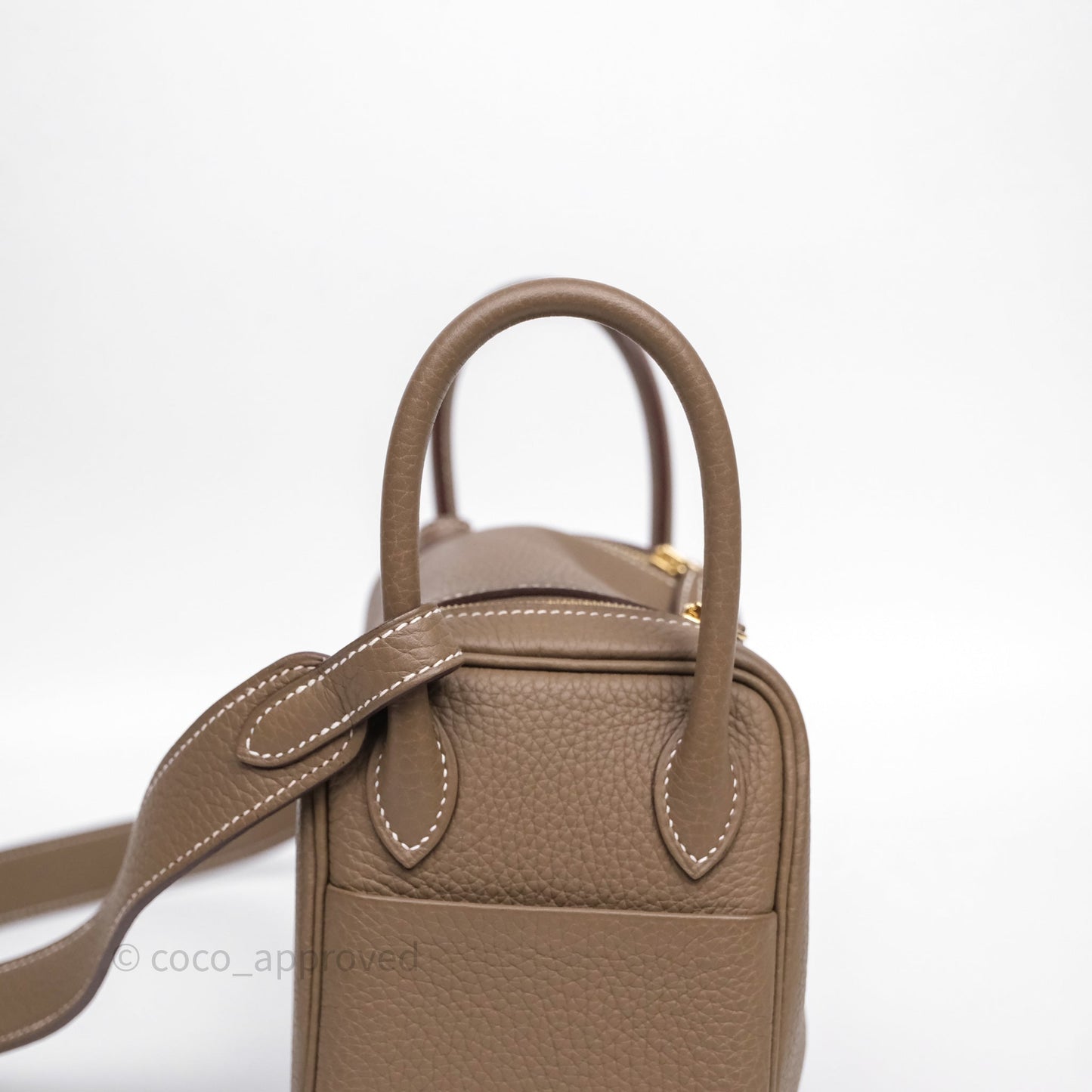 Hermès Mini Lindy 20 Etoupe 18 Clemence Gold Hardware