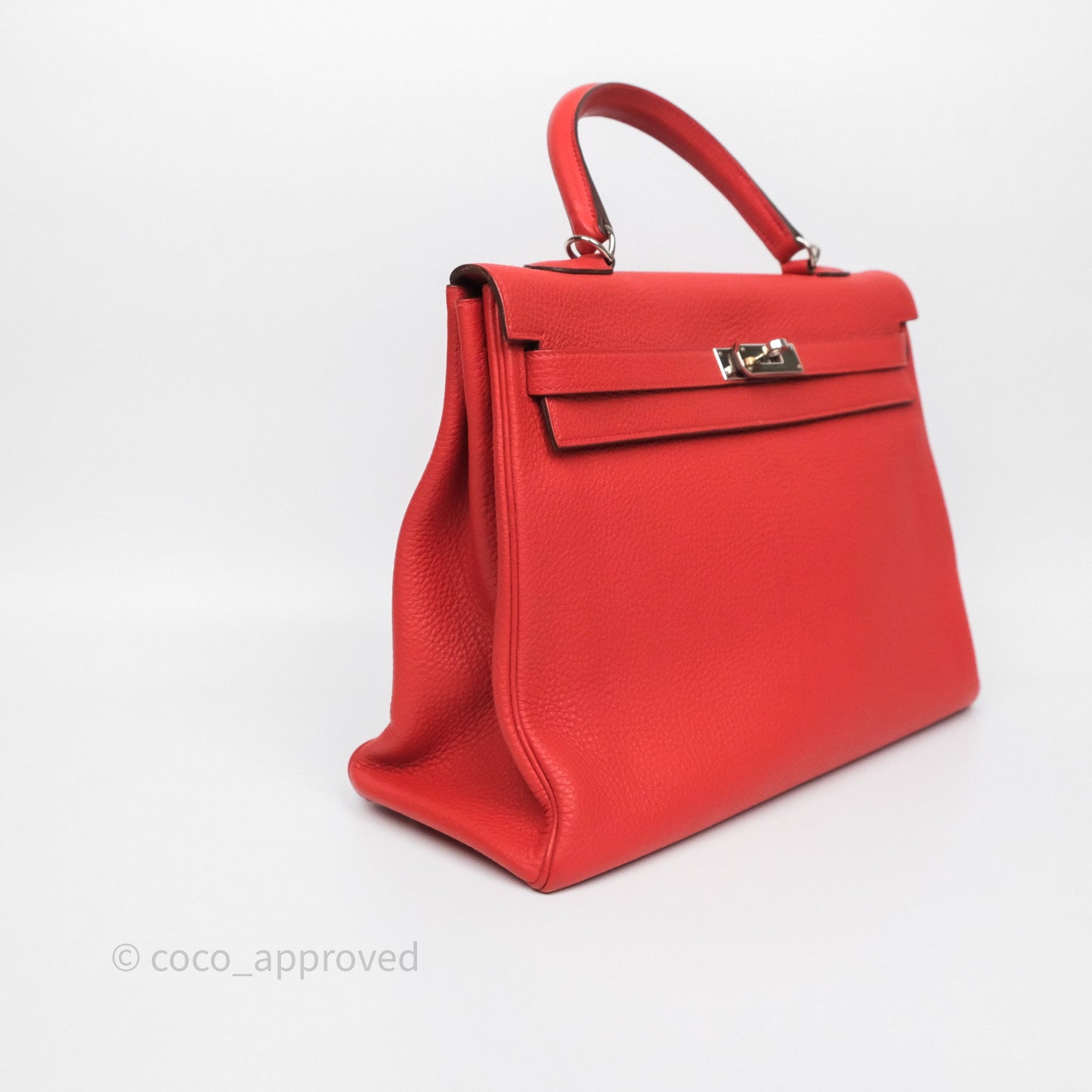 Hermès Kelly 35 Retourne Red Togo Palladium Hardware