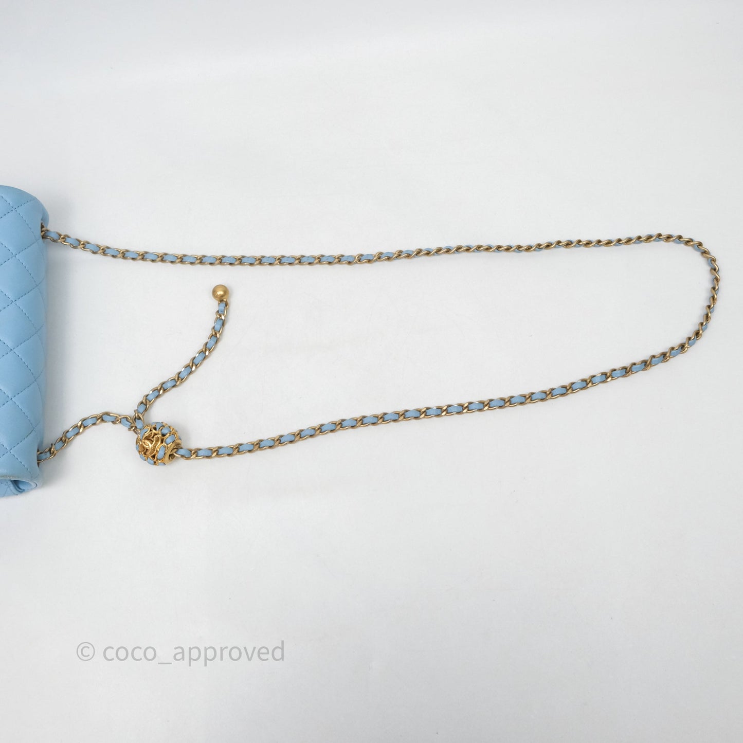 Chanel Mini Rectangular Pearl Crush Quilted Blue Lambskin Aged Gold Hardware