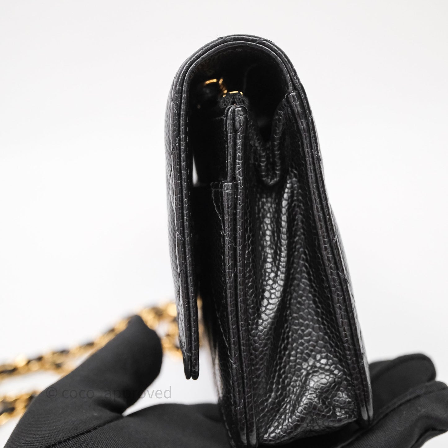 Chanel Quilted WOC Black Caviar Gold Hardware