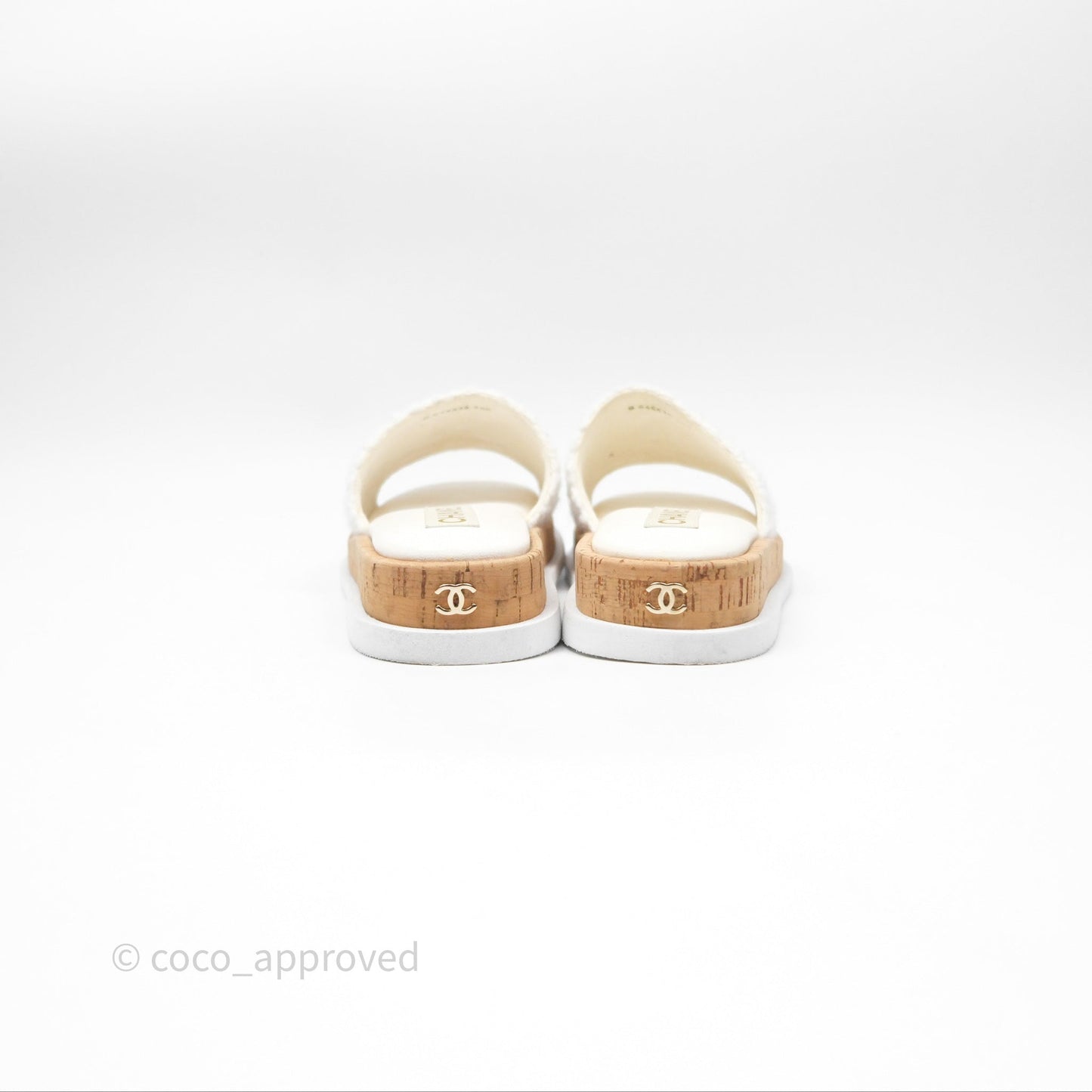 Chanel Pearl Cork CC Slip On Sandals 24A Size 35