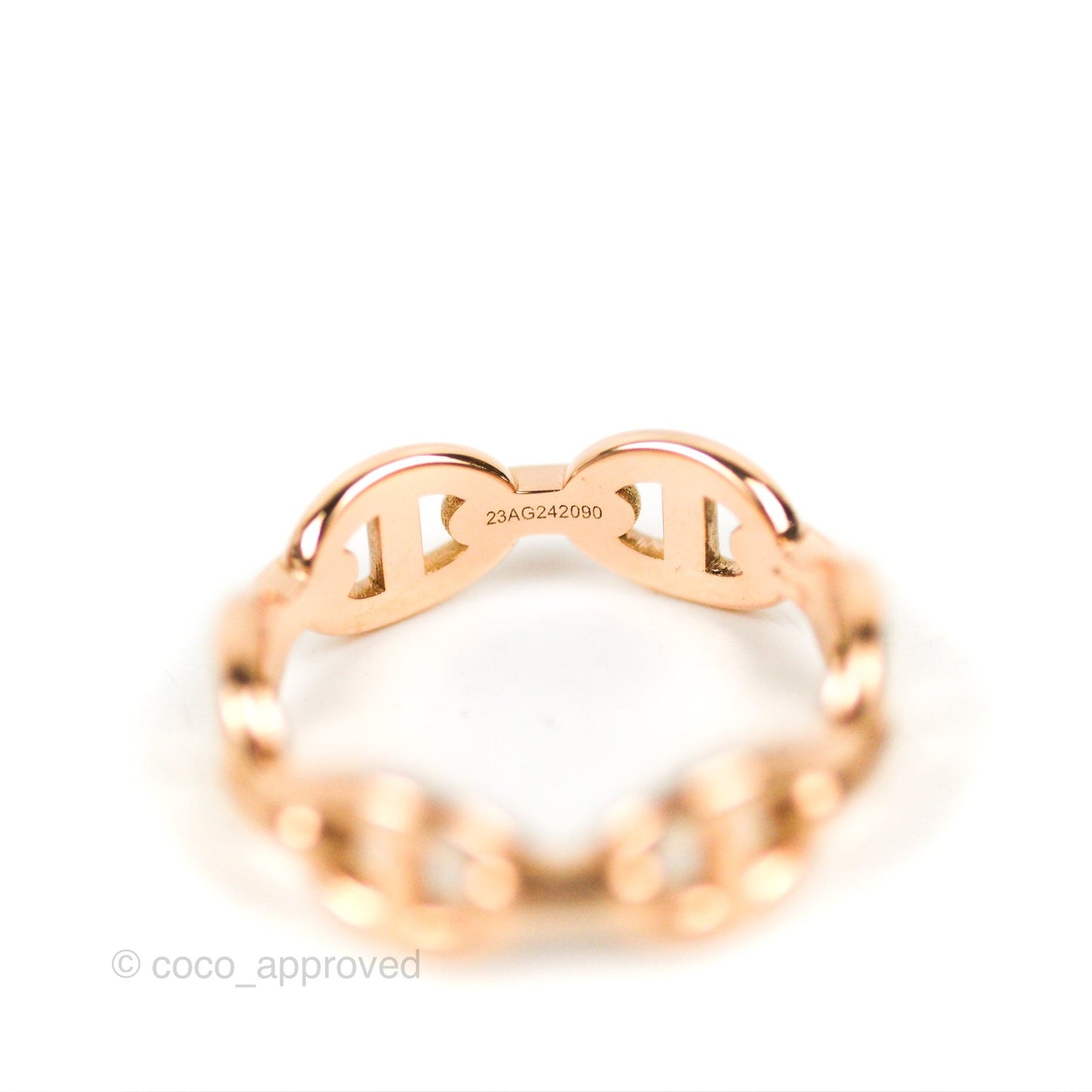 Hermès Chaine d'Ancre Enchainee Band Ring PM Rose Gold Size 51