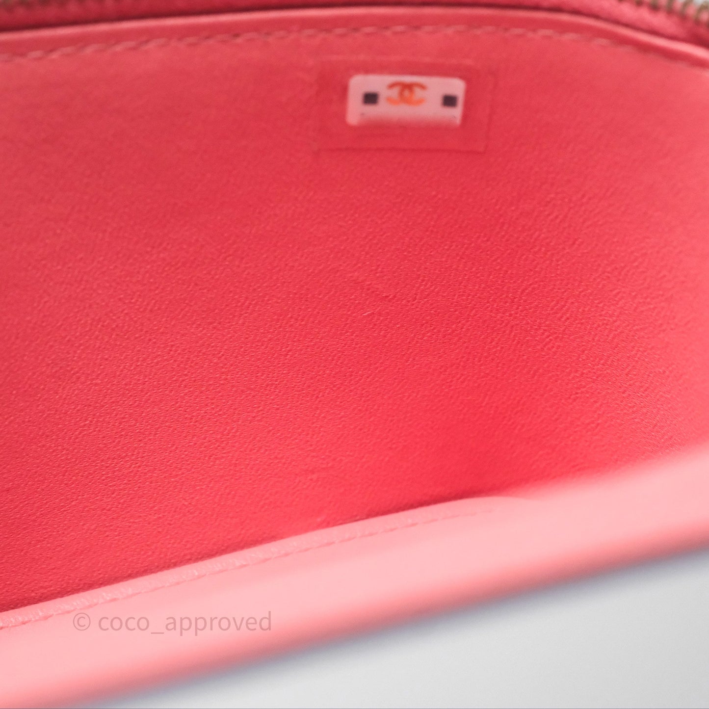 Chanel Vanity Rectangular Top Handle Pink Lambskin Gold Hardware